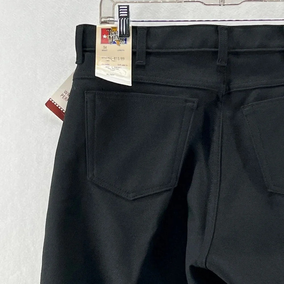Texas Jeans Dress Pants Mens Sz 34 Flat Front Straight Leg Twill Dacron Black - Picture 5 of 12